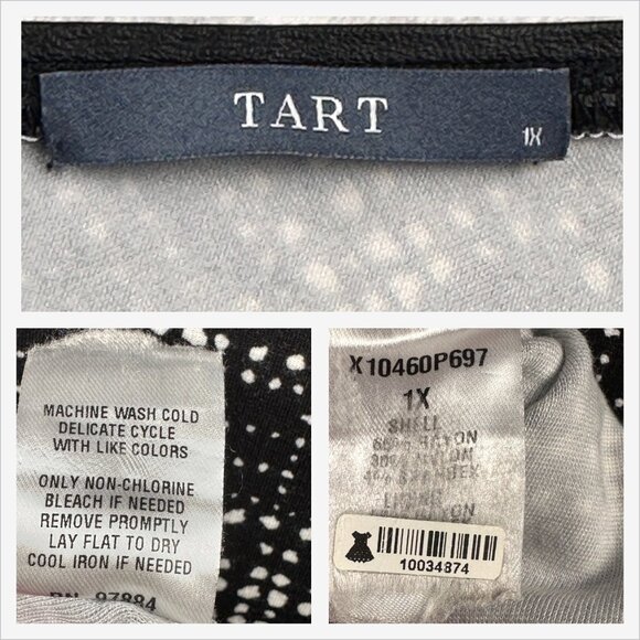 TART Sleeveless Black & White Dot Sheath Dress Sz 1X  V‑Neck Polished OfficeWear - Picture 12 of 14